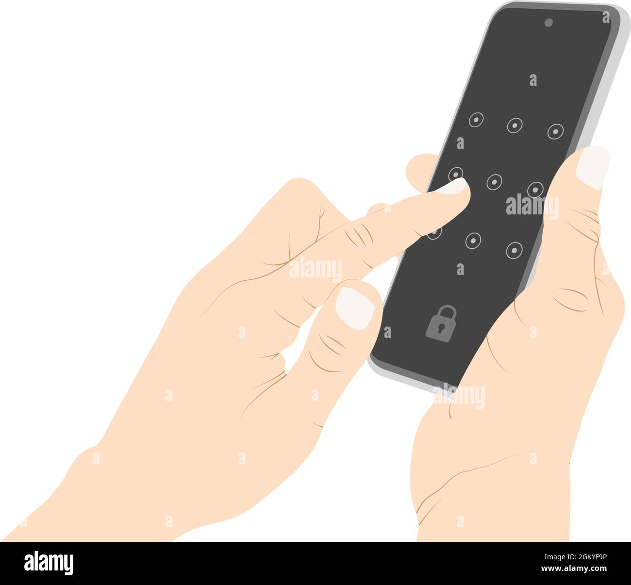 Smartphone security pattern operation, unlocking, locking, entering pin code, phone guard, phone security vector stock illustration Stock Vector