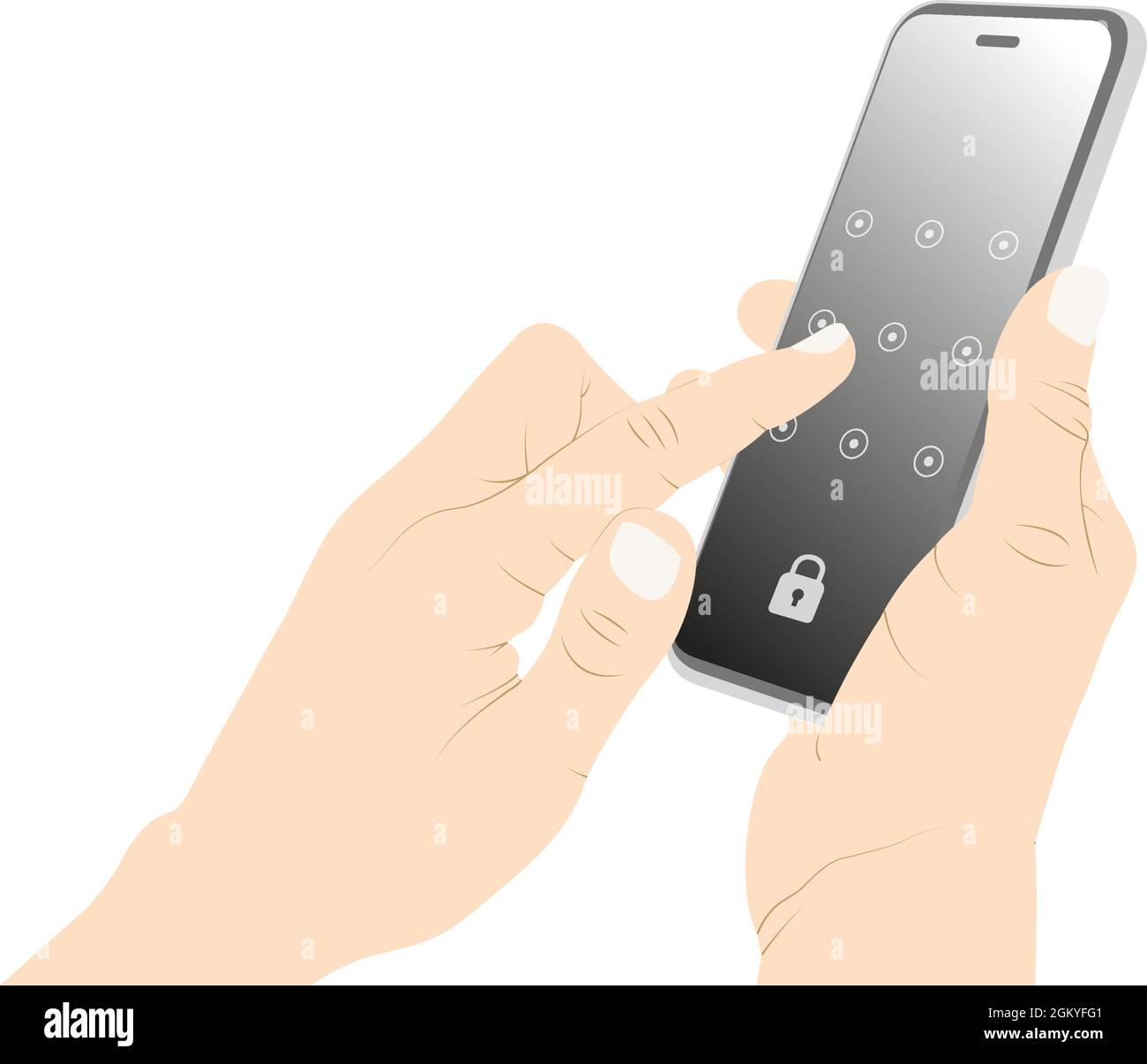 Smartphone security pattern operation, unlocking, locking, entering pin code, phone guard, phone security vector stock illustration Stock Vector