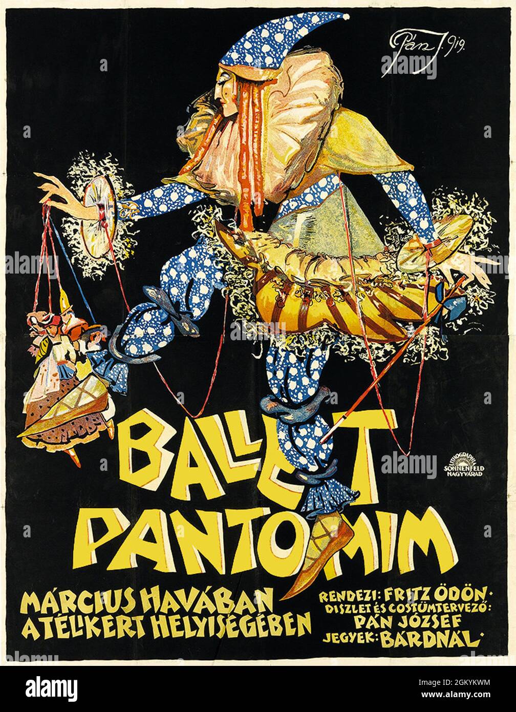 Click-On-Vintage Hungarian ballet pantomime poster, 1890s Stock Photo