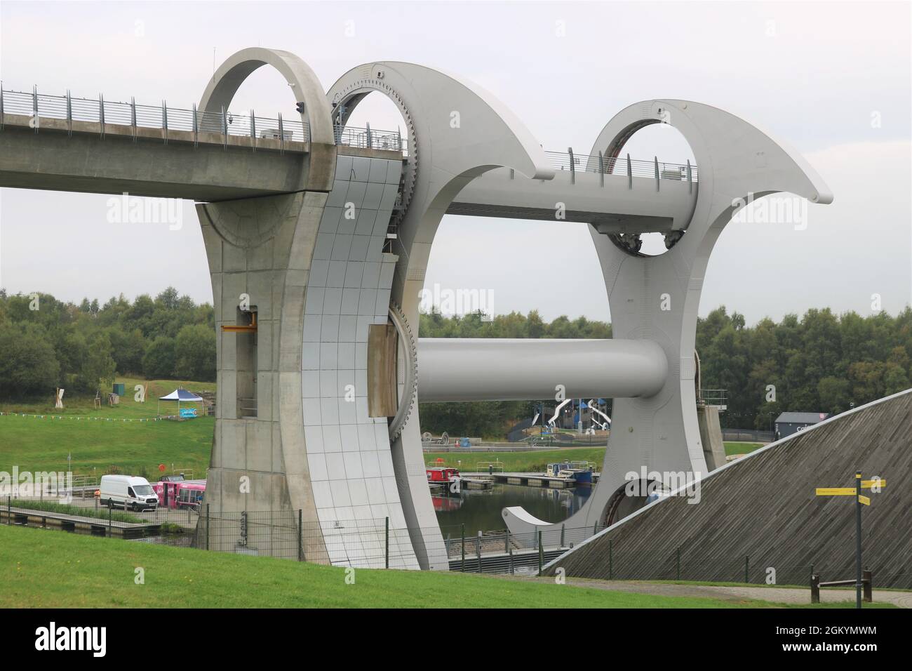 The Falkirk Wheel, a rotating boat lift in Tamfourhill, Falkirk, in ...