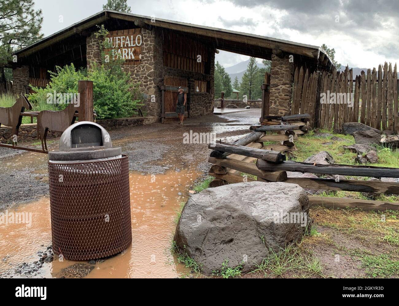 Buffalo Park provides quick shelter during heavy rainfall July 30 in