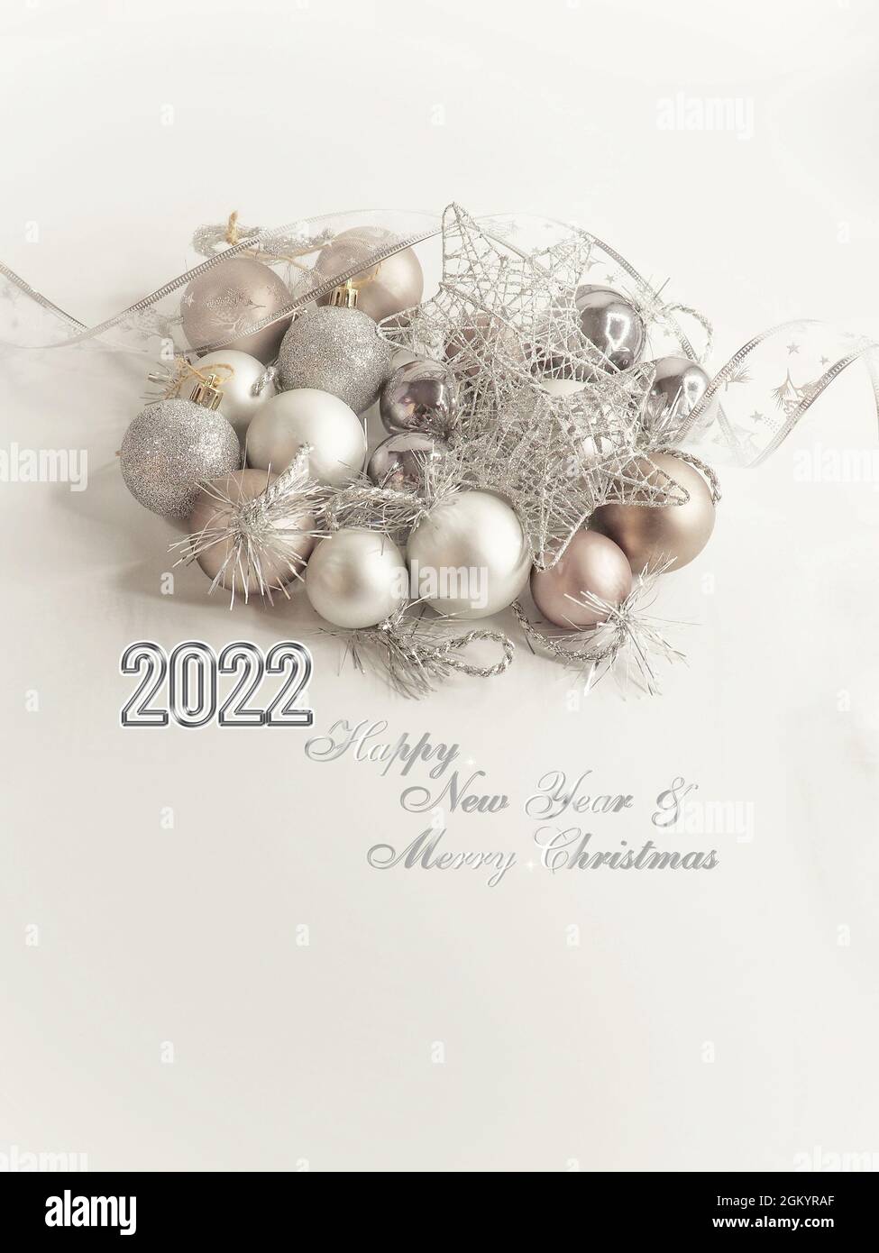 Merry Christmas Images In Gold And Silver 2022 Merry Christmas And Happy New Year 2022 Greeting Card On White Background  Stock Photo - Alamy