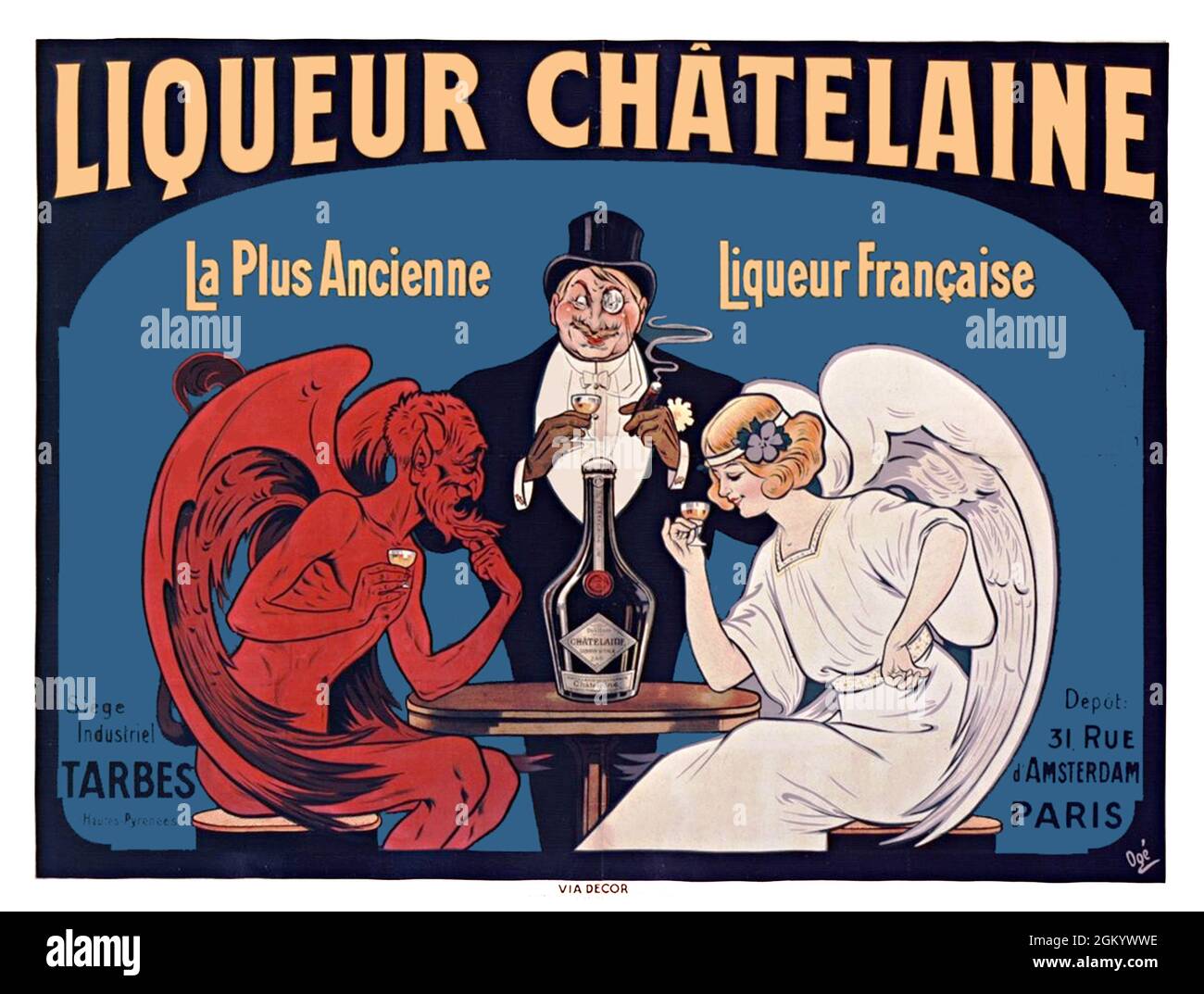 Click-On-Vintage French alcohol poster - Liqueur Chatelain, The Oldest French Liqueur -  1912 Stock Photo