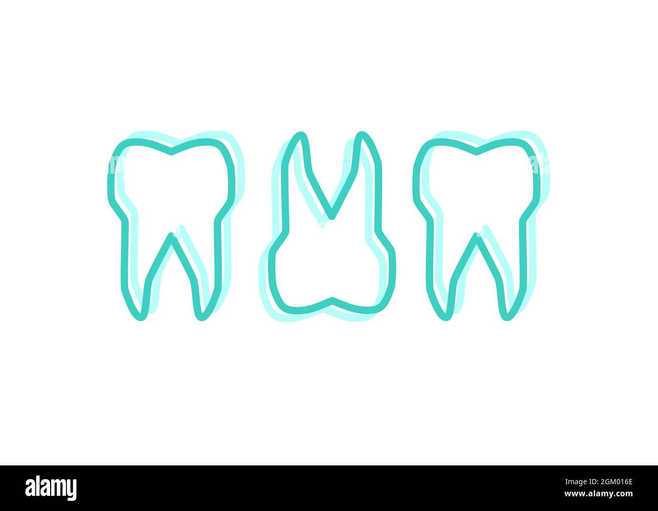 Digitally generated image of green teeth icons against white background Stock Photo