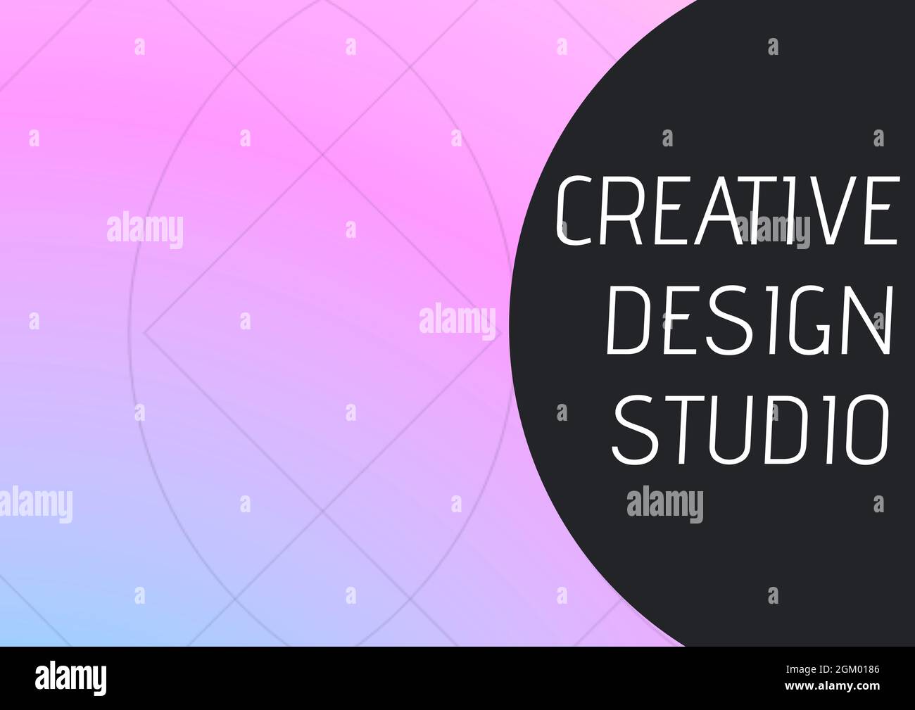 Creative design studio text banner against abstract geometric shapes on pink background Stock Photo