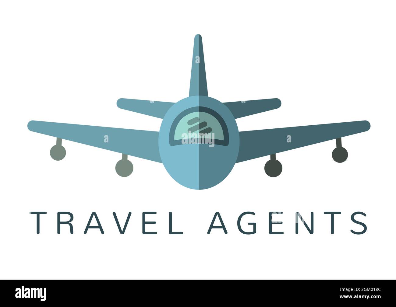 Travel agents text with airplane icon against white background Stock Photo