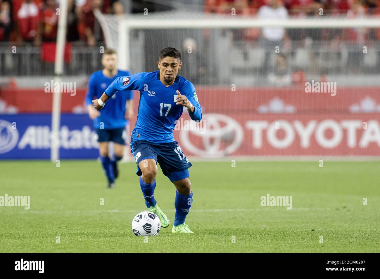 Toronto, Canada, September 8, 2021: Jairo Henríquez of Team El Salvador in action during the CONCACAF FIFA World Cup Qualifying 2022 match against Canada at BMO Field in Toronto, Canada. Canada won the match 3-0. Stock Photo
