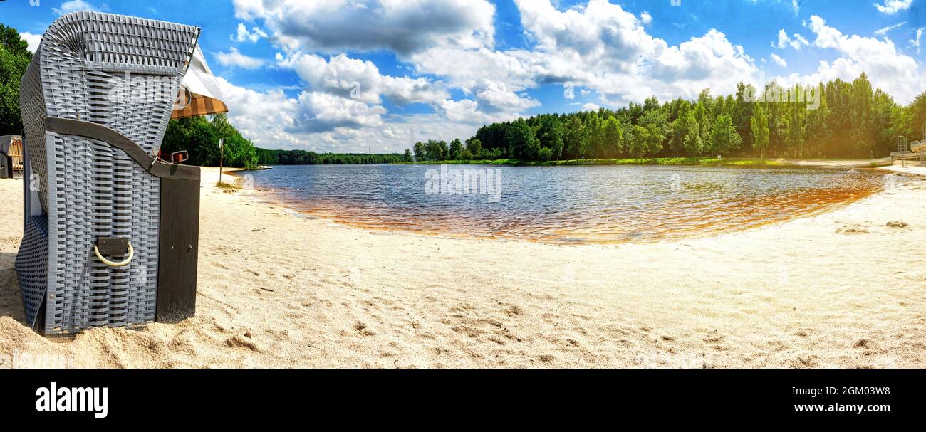 The beach of Ottermeer in Wiesmoor, east frisia, Germany - Ottermeerstrand in Wiesmoor Stock Photo