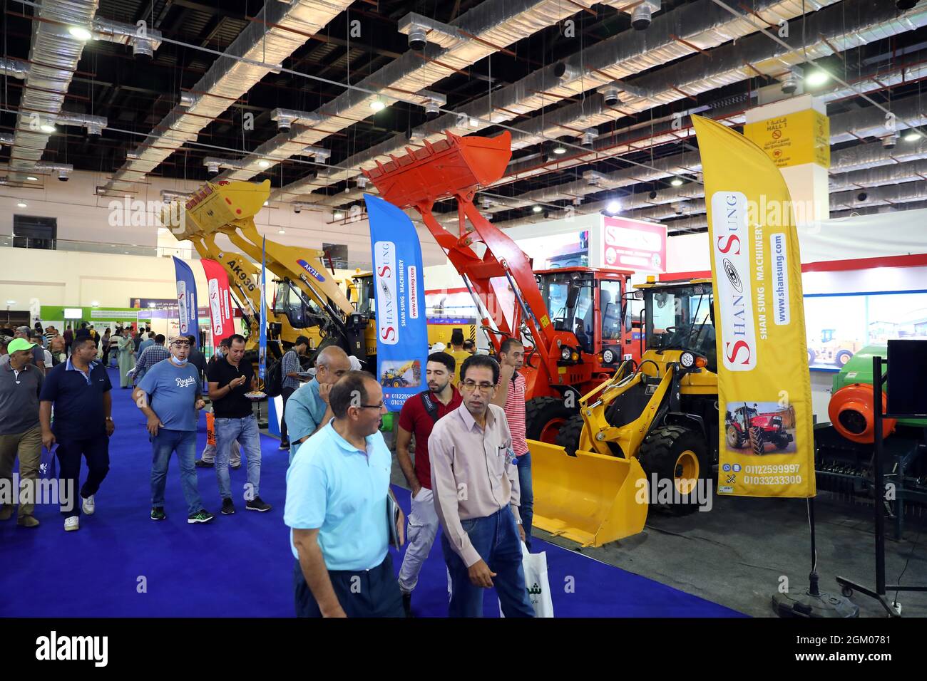 Cairo, Egypt. 13th Sep, 2021. People visit a booth of Shansung Company