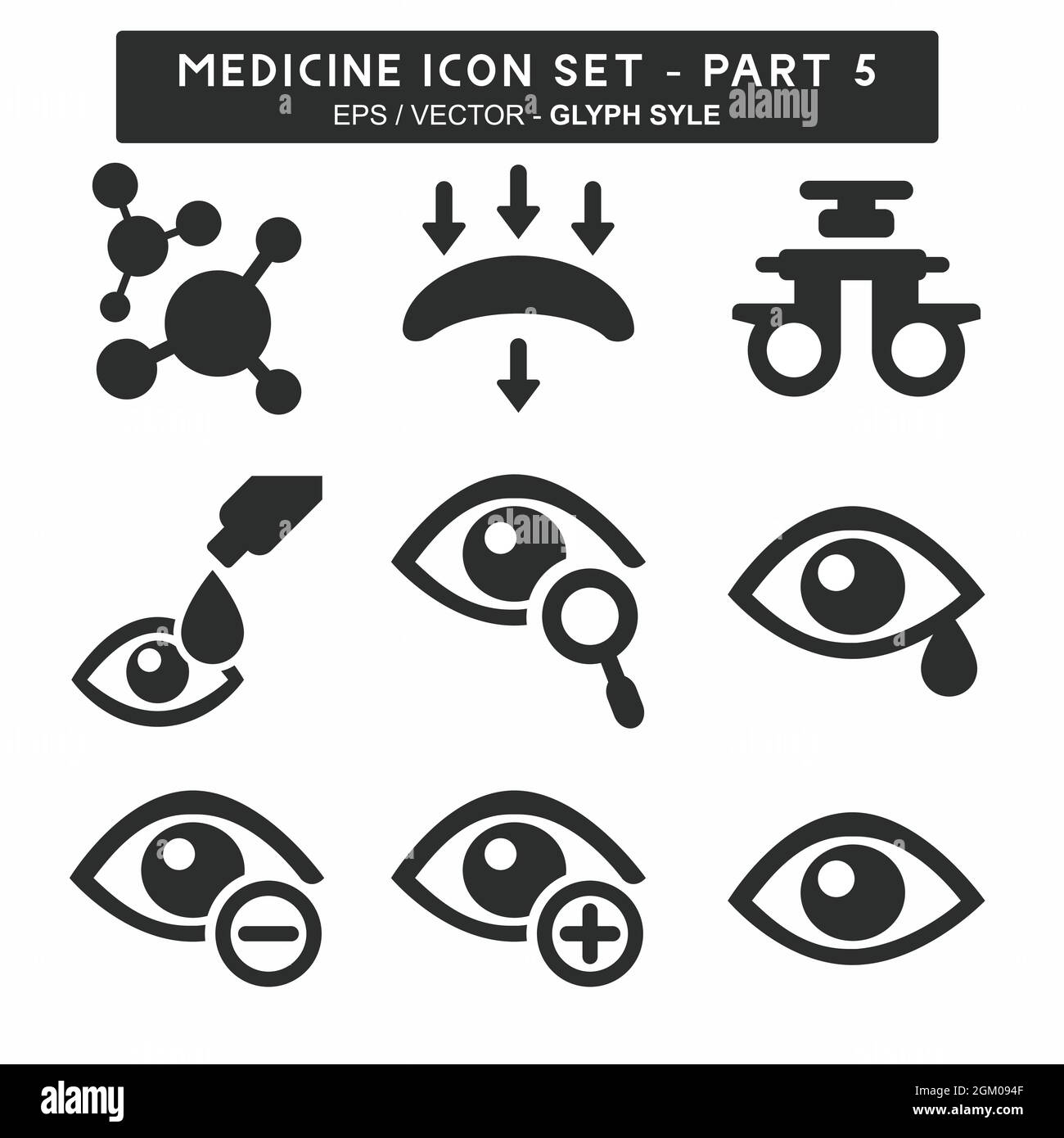 Icon Vector of Eye Exam 5 - Glyph Style - Simple illustration, Editable stroke, Design template vector, Good for prints, posters, advertisements, anno Stock Vector