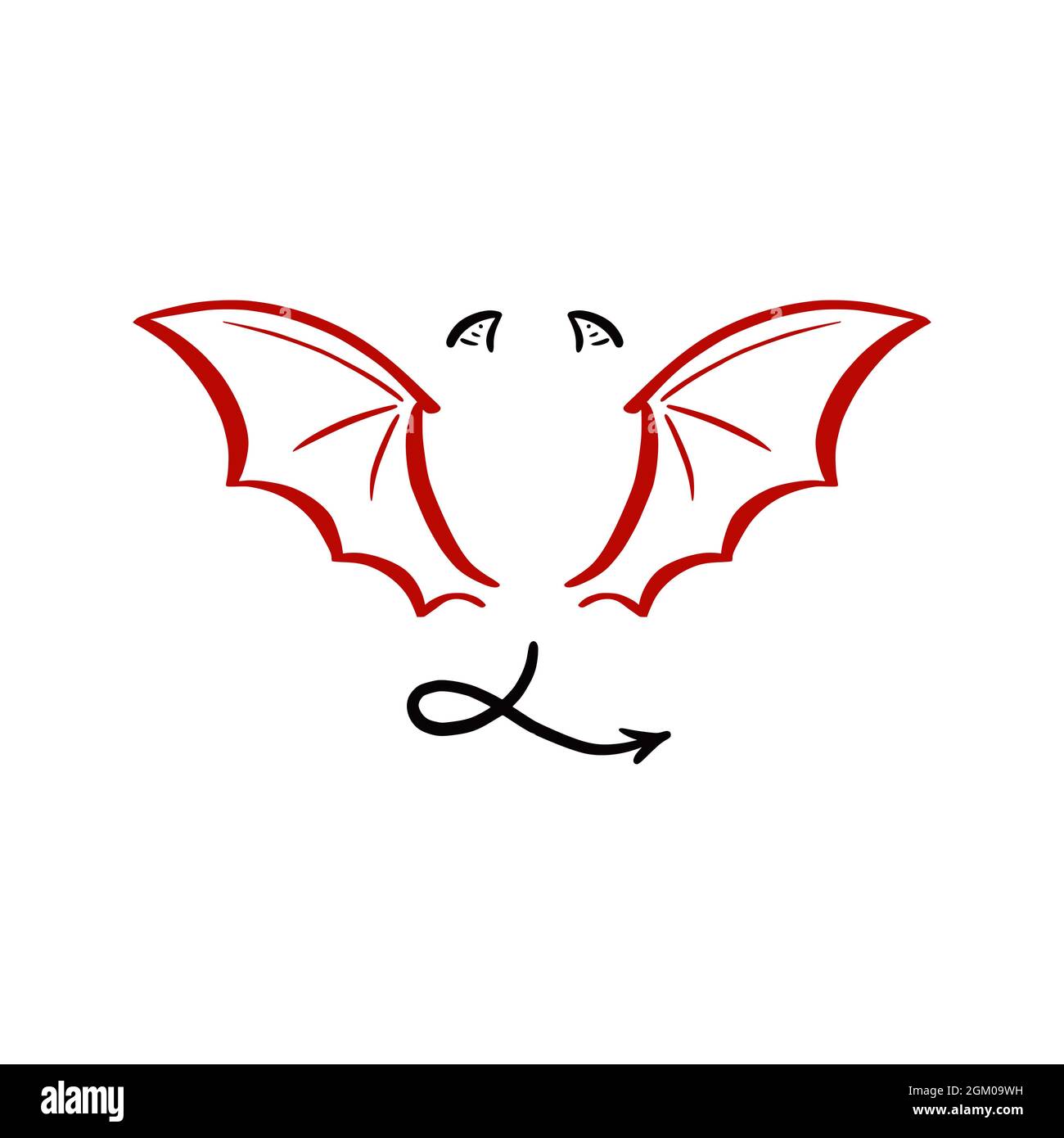 Devil stylized vector illustration. Devil with wing and tail. Hand drawn  line sketch style Stock Vector Image & Art - Alamy