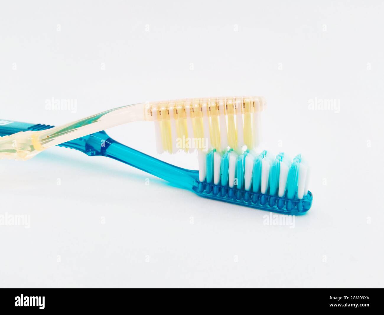 Used Toothbrushes Used toothbrush on an isolated white background Stock Photo - Alamy