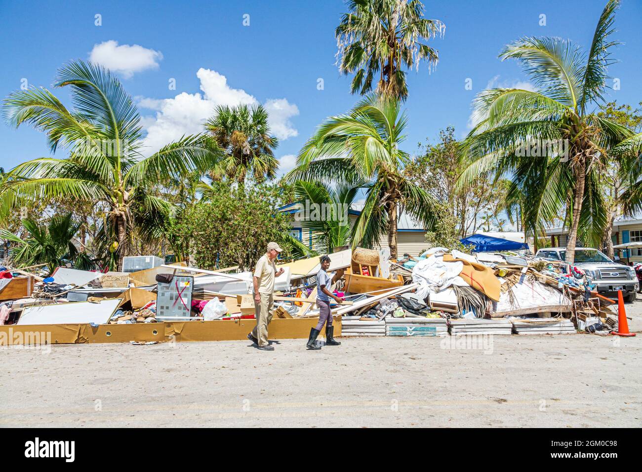Everglades City Florida,after Hurricane Irma,houses homes storm disaster recovery cleanup,surge flood damage destruction aftermath trash debris Stock Photo