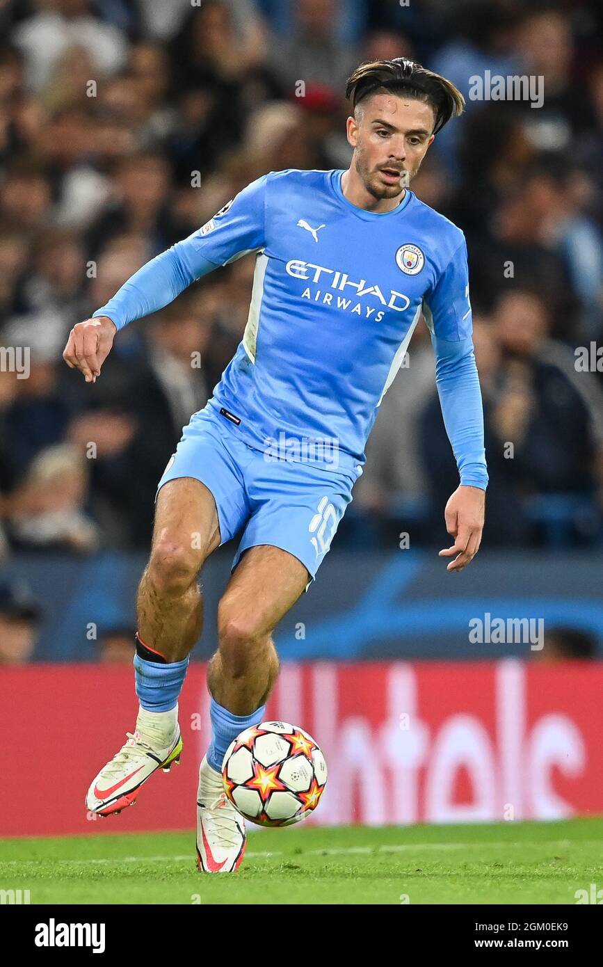 Jack Grealish #10 of Manchester City control the ball in