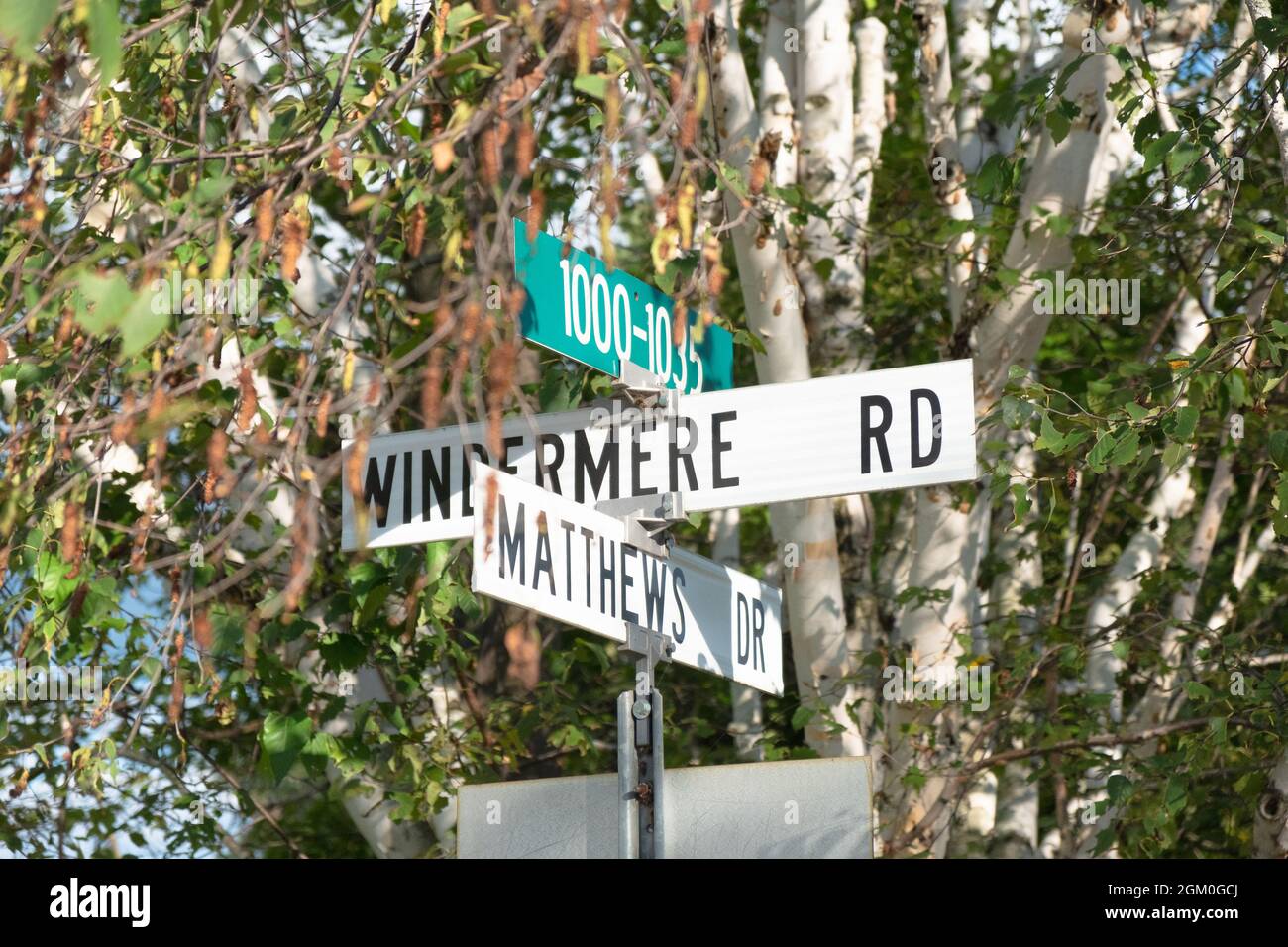 Street signs outside of Windermere Hotel Stock Photo