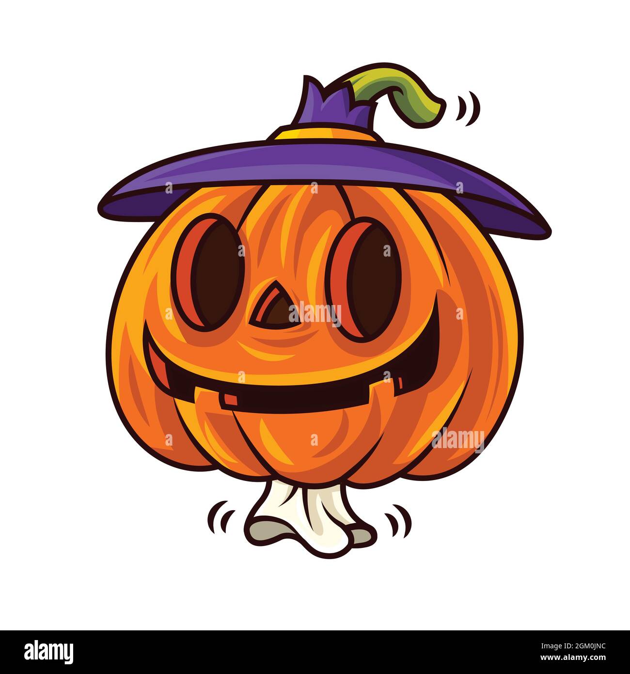 Happy halloween with cartoon cute funny pumpkin wearing witch hat ...