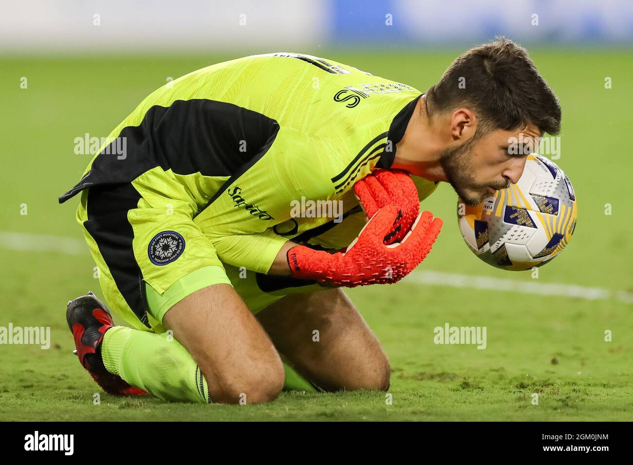 September 15, 2021: CF Montréal goalkeeper JAMES PANTEMIS (41) makes a save during the second half of the Orlando City vs CF Montreal soccer match at Exploria Stadium in Orlando, FL on September 15, 2021. (Credit Image: © Cory Knowlton/ZUMA Press Wire) Stock Photo