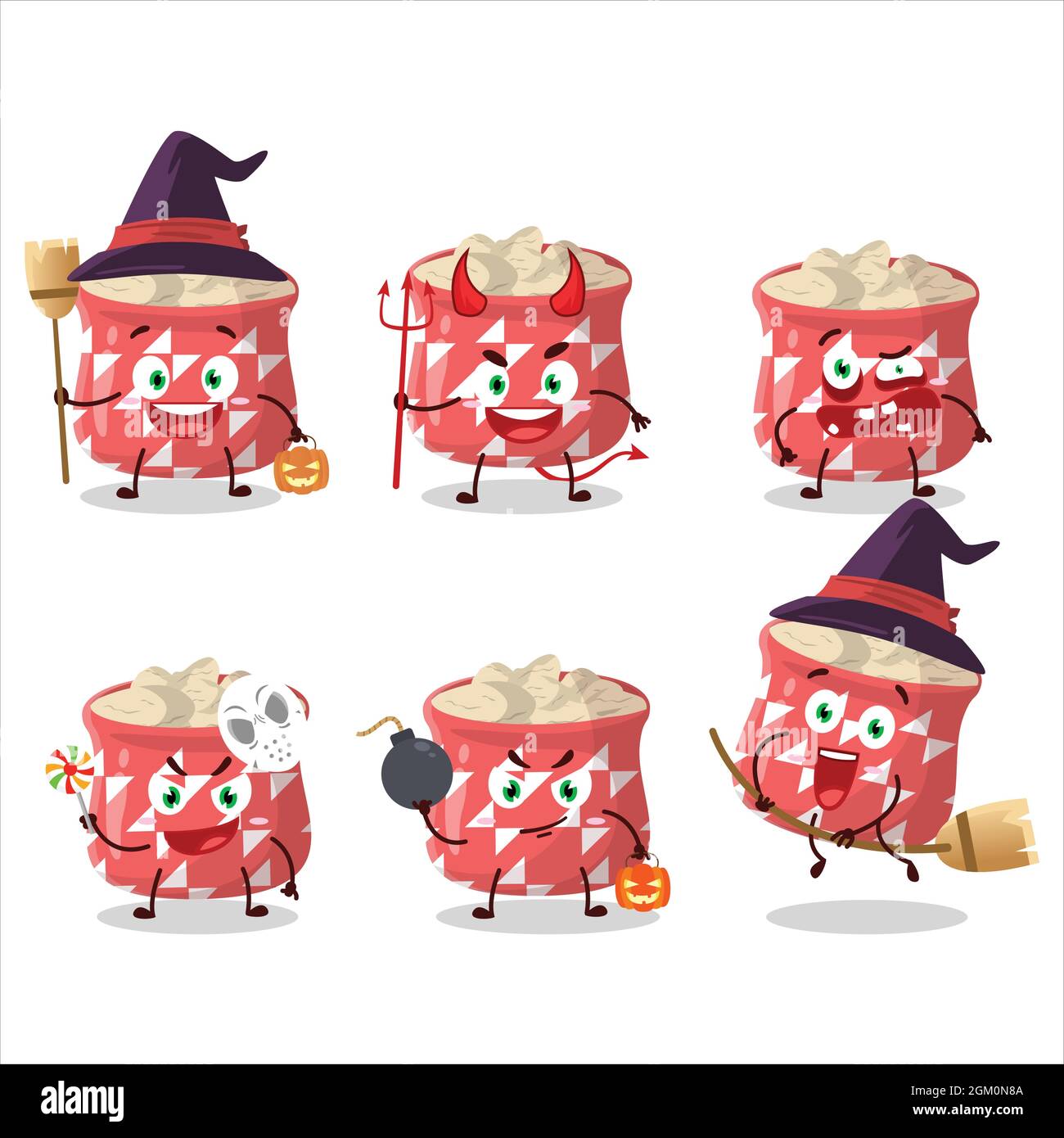 Halloween expression emoticons with cartoon character of dried ginger. Vector illustration Stock
