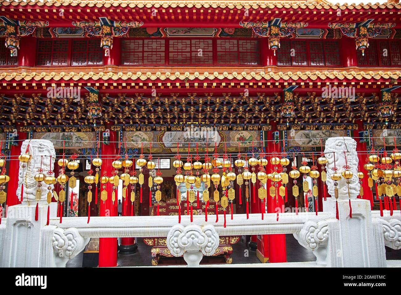 View of zodiac wind chimes at the Wen Wu temple near the Sun Moon lake