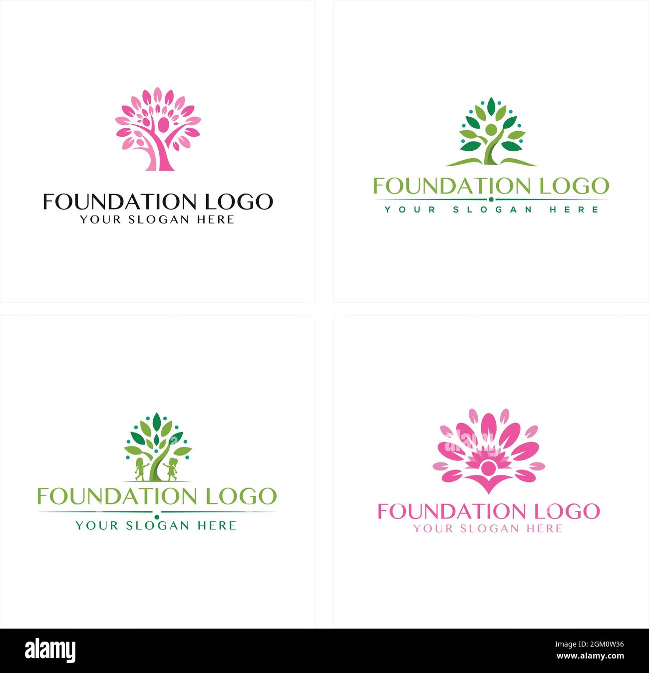 Foundation healthy people tree leaf logo design Stock Vector Image
