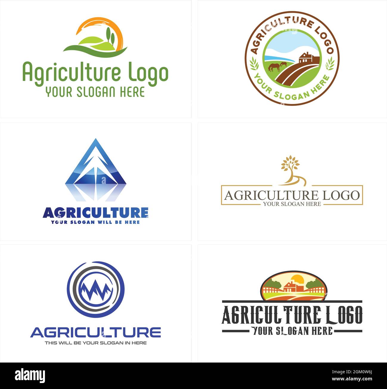 Agriculture landscape nature farming logo design Stock Vector
