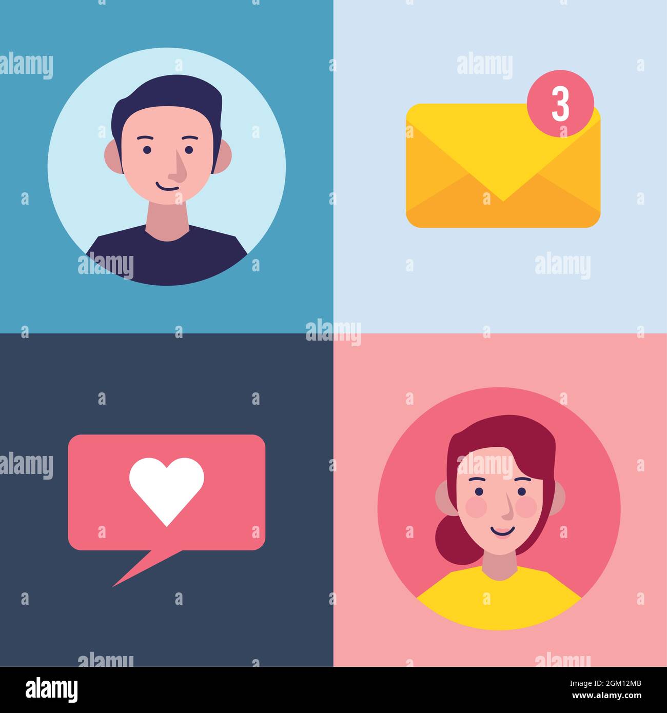 Man woman messaging heart hi-res stock photography and images - Alamy