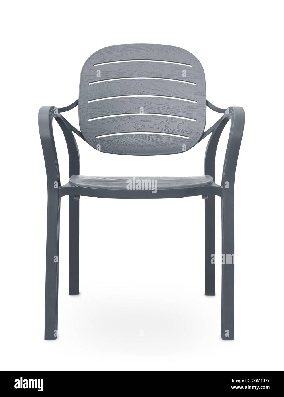 Front view of gray plastic armchair isolated on white Stock Photo