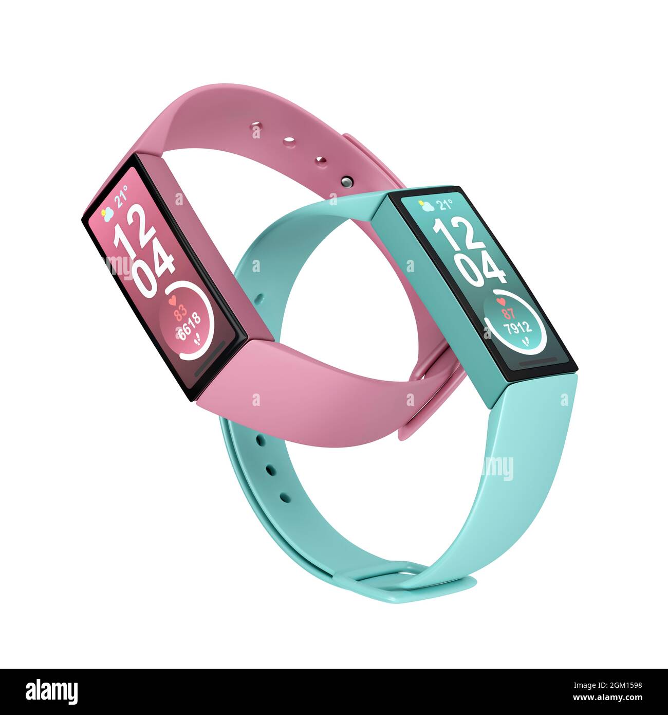 Two smartwatches isolated on white background Stock Photo Alamy