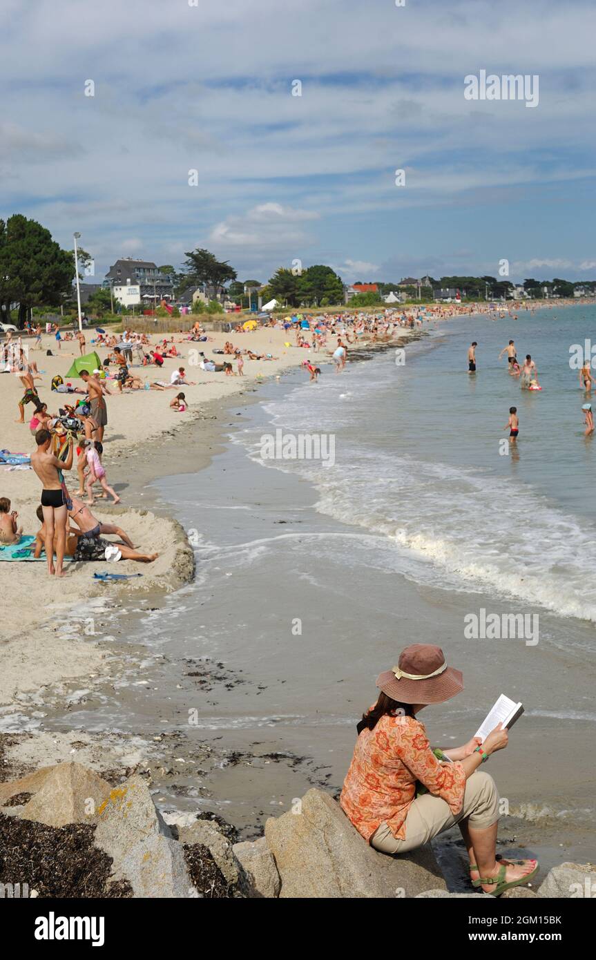 FRANCE. BRITTANY. MORBIHAN(56) CARNAC. THE BIG BEACH.(PICTURE NOT AVAILABLE FOR CALENDAR OR POSTCARD) Stock Photo