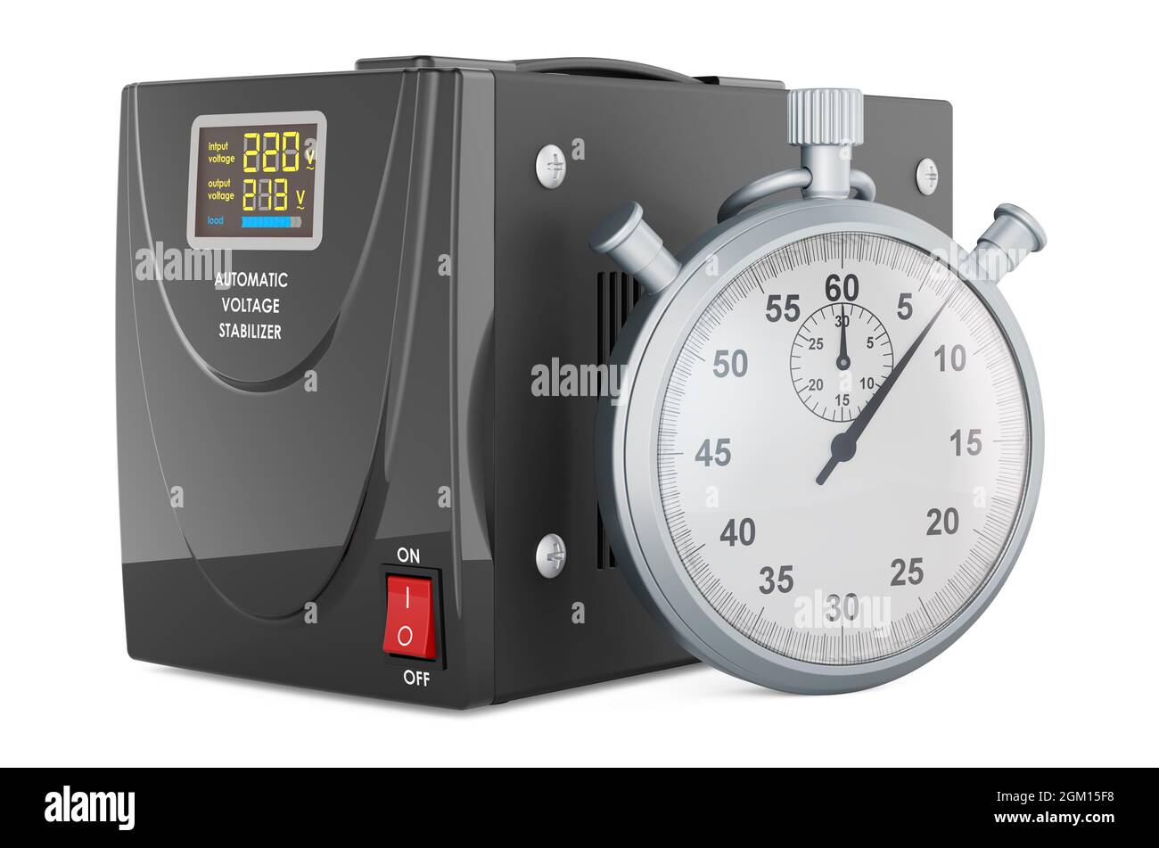 Stopwatch with voltage stabilizer, 3D rendering isolated on white ...