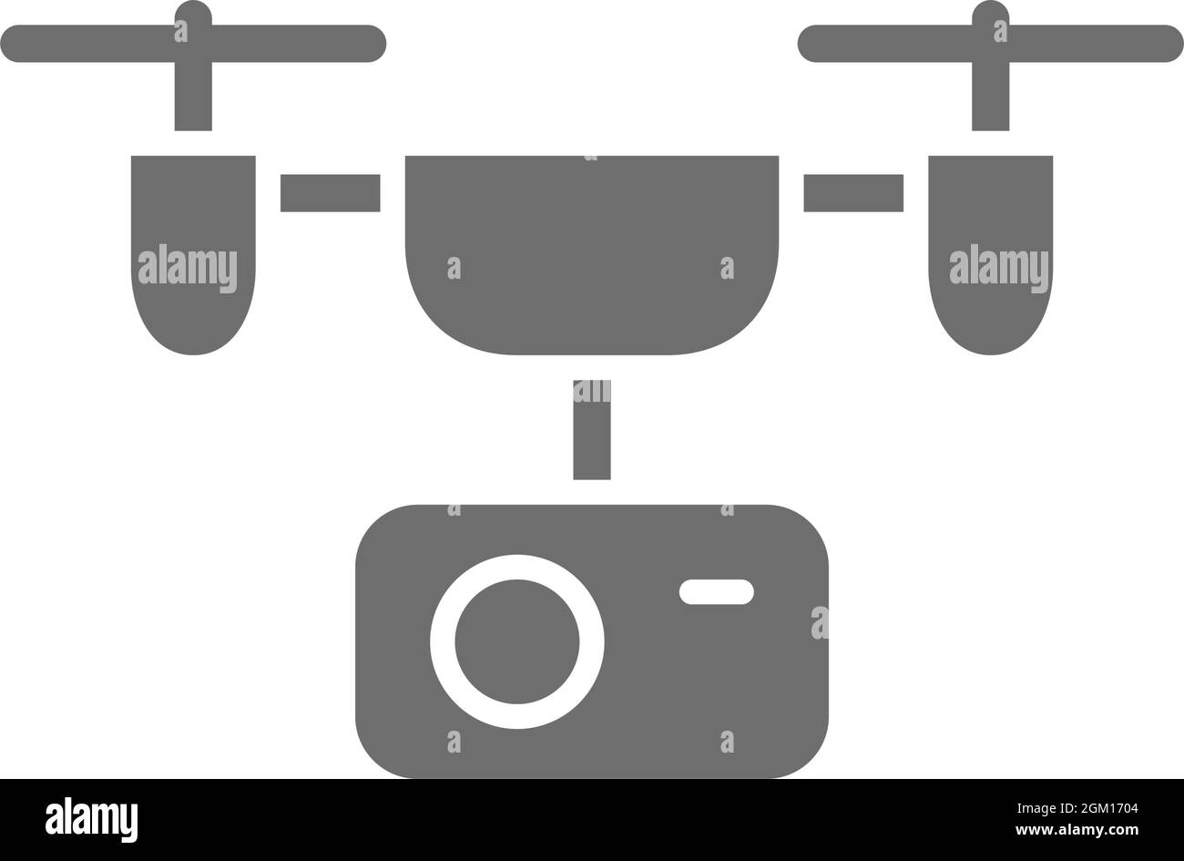Drone with action camera grey icon. Isolated on white background Stock Vector
