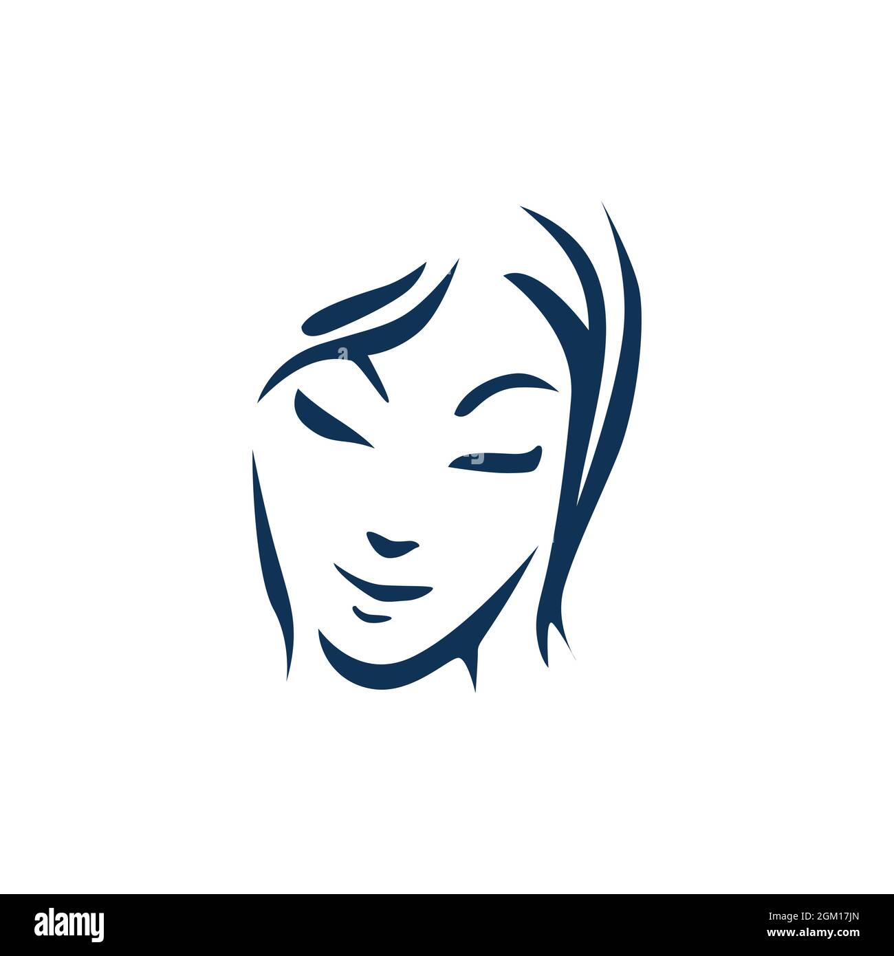 abstract woman feminine face logo icon flat concept vector graphic design Stock Vector