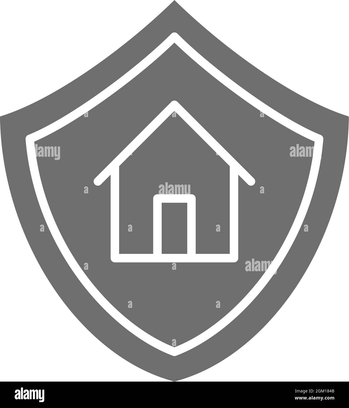 Home protection, shield with house, property insurance grey icon Stock ...