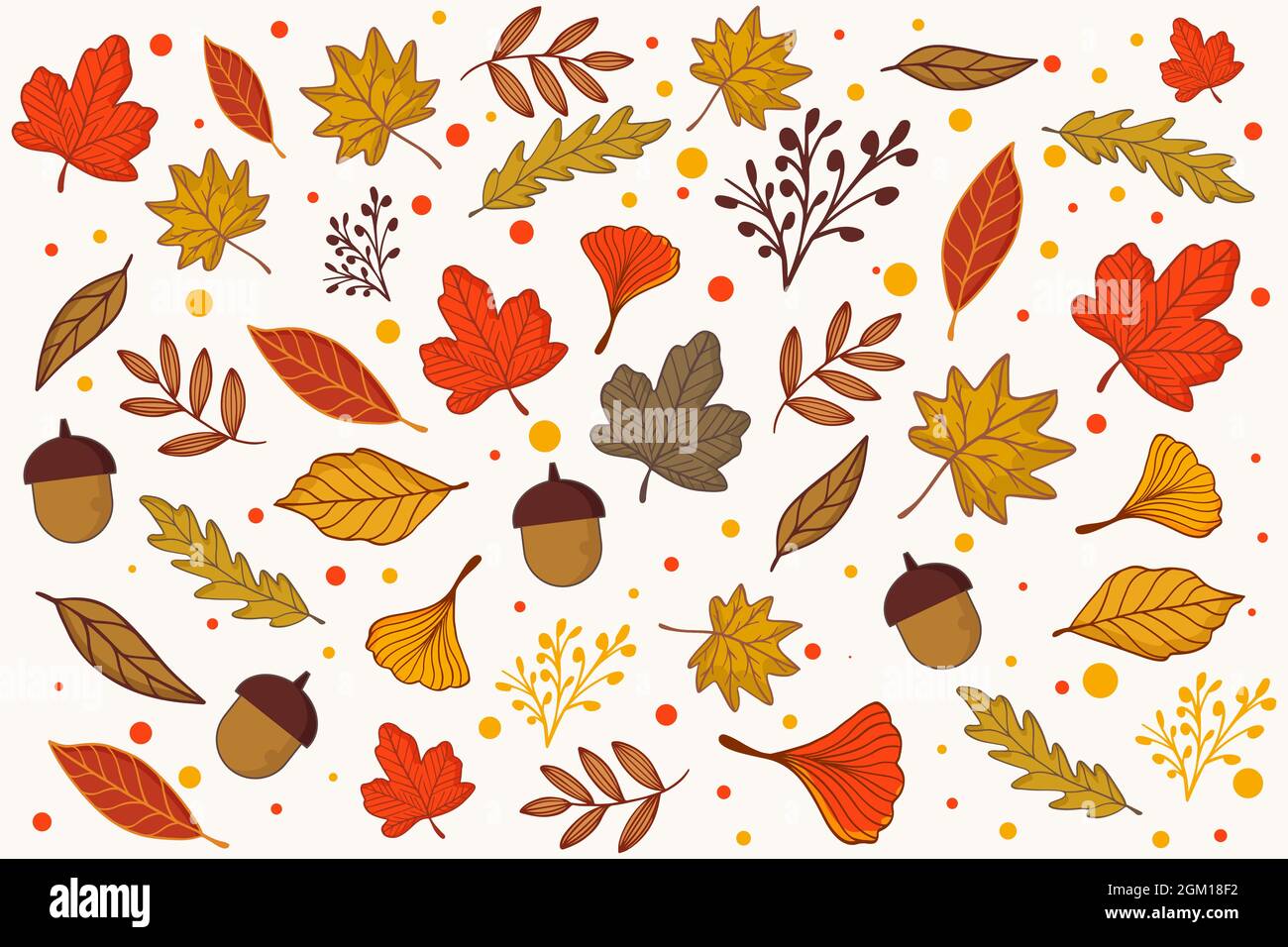 hand drawn autumn pattern vector design on white background Stock ...