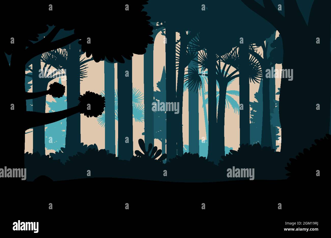 Silhouette jungle landscape background illustration Stock Vector Image ...