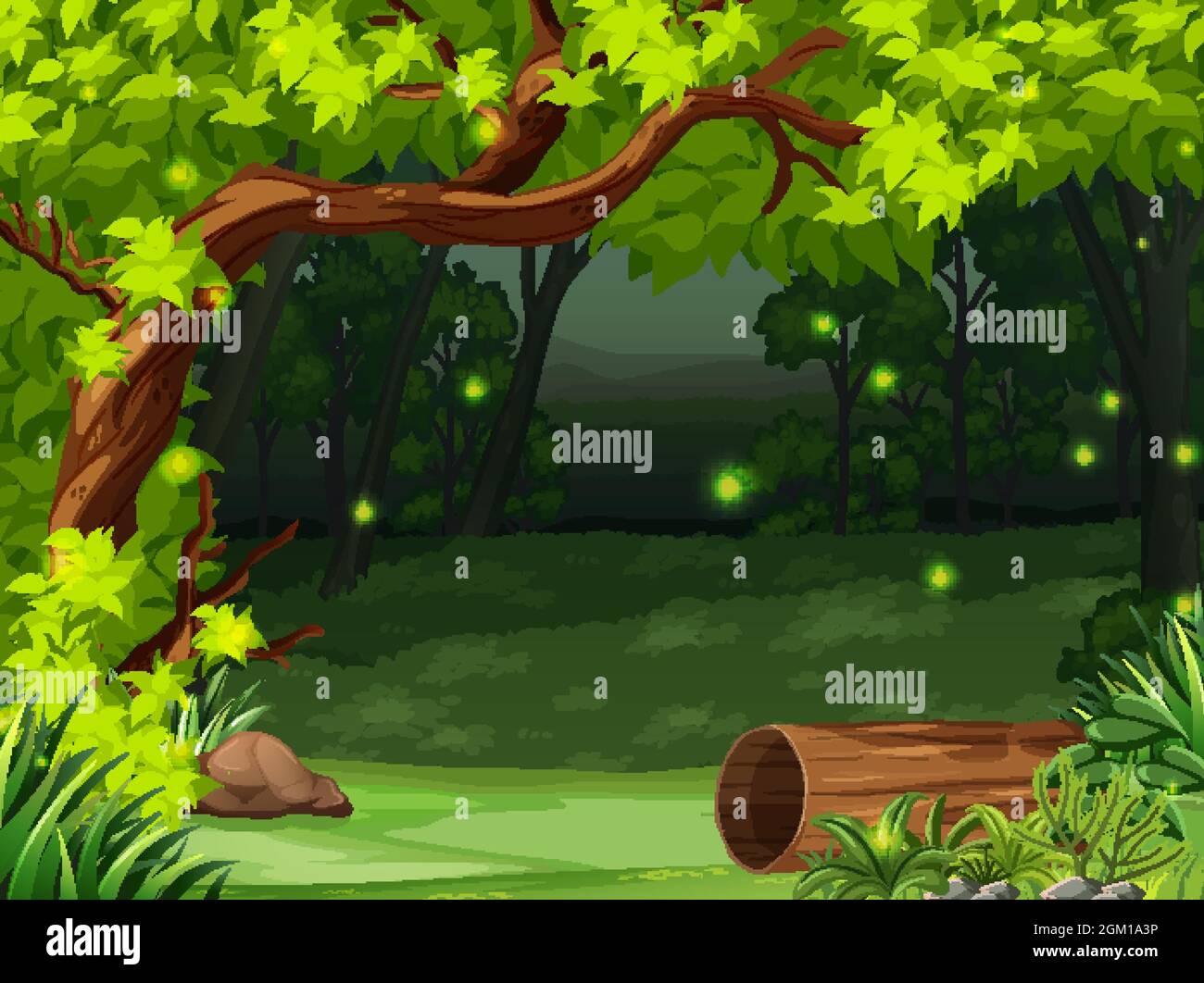 Enchanted forest landscape background illustration Stock Vector Image ...