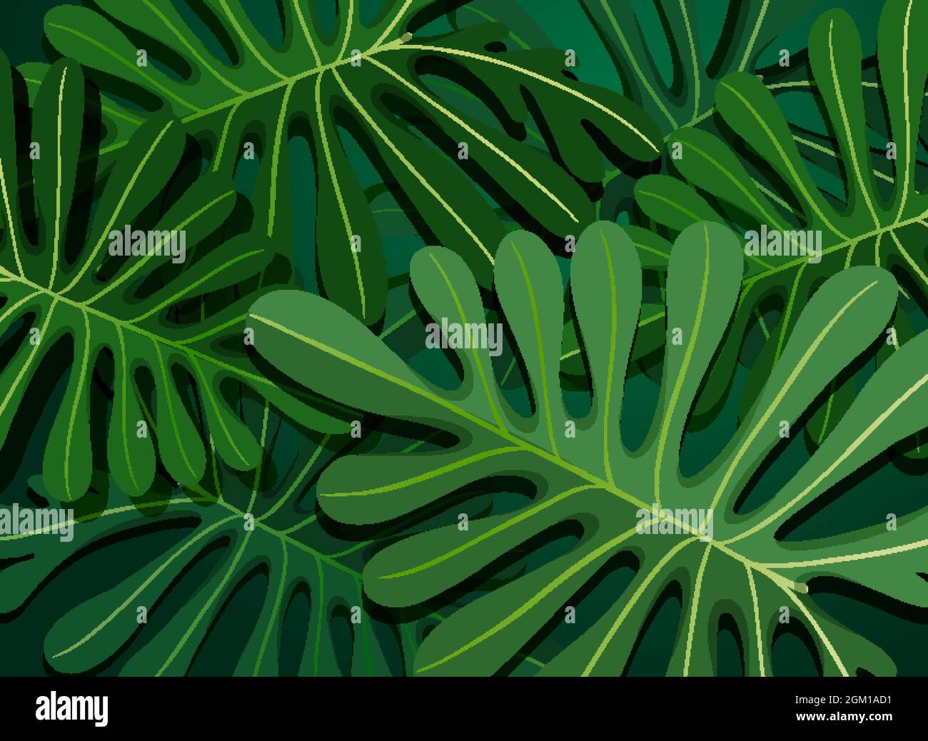 Tropical green leaves background illustration Stock Vector Image & Art ...