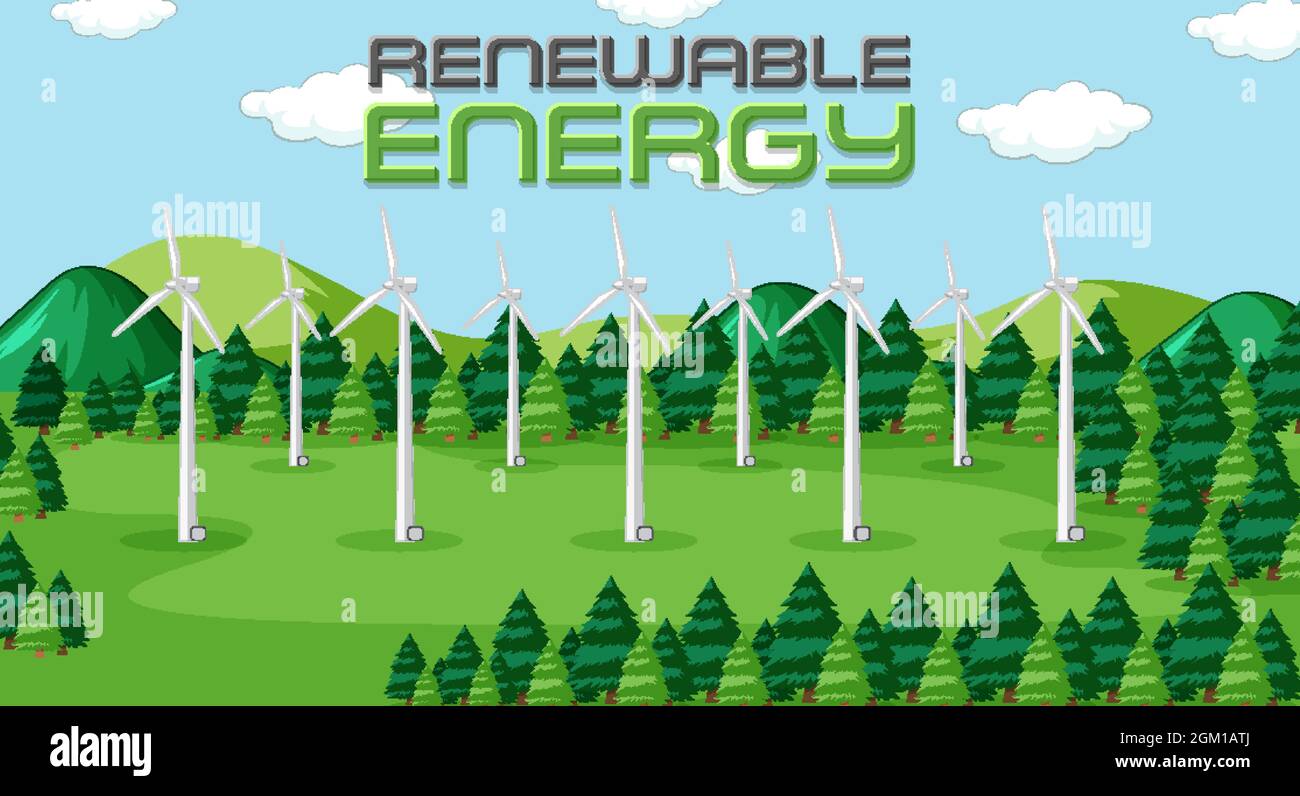 Green energy generated by wind turbine illustration Stock Vector Image ...