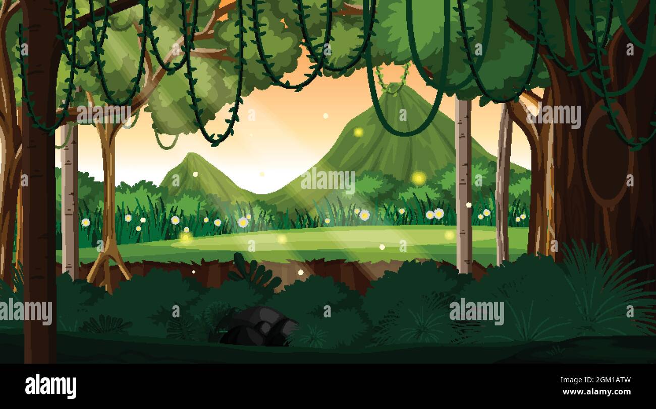 Nature forest landscape background illustration Stock Vector Image ...