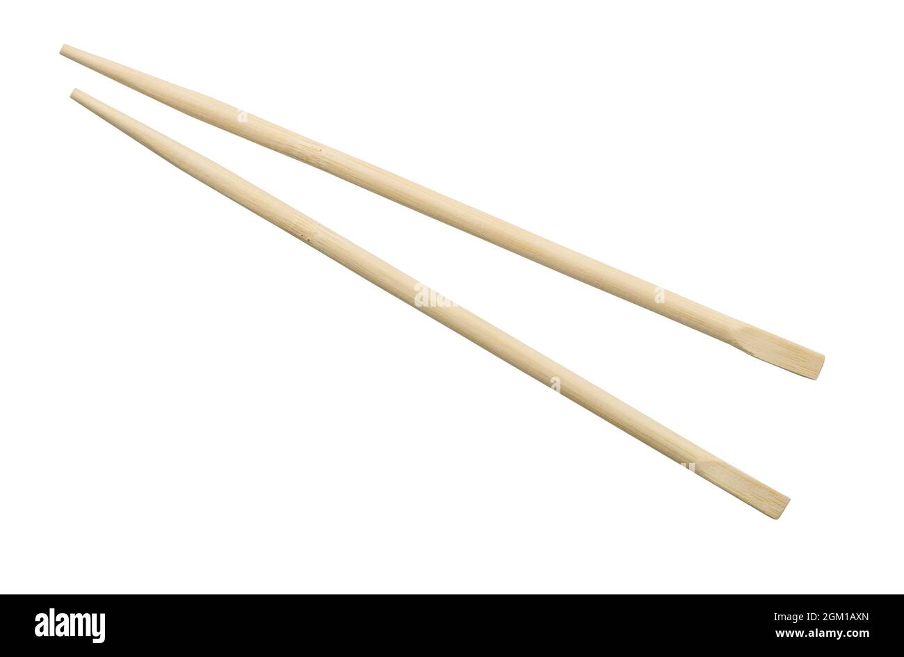 Bamboo disposable chopsticks isolated on white Stock Photo