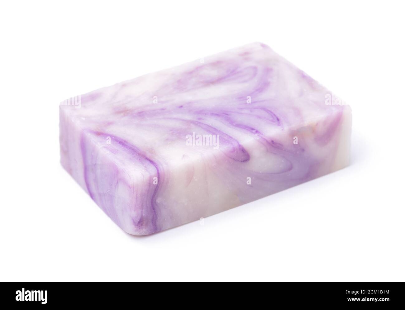 Handmade lavender organic soap bar isolated on white Stock Photo