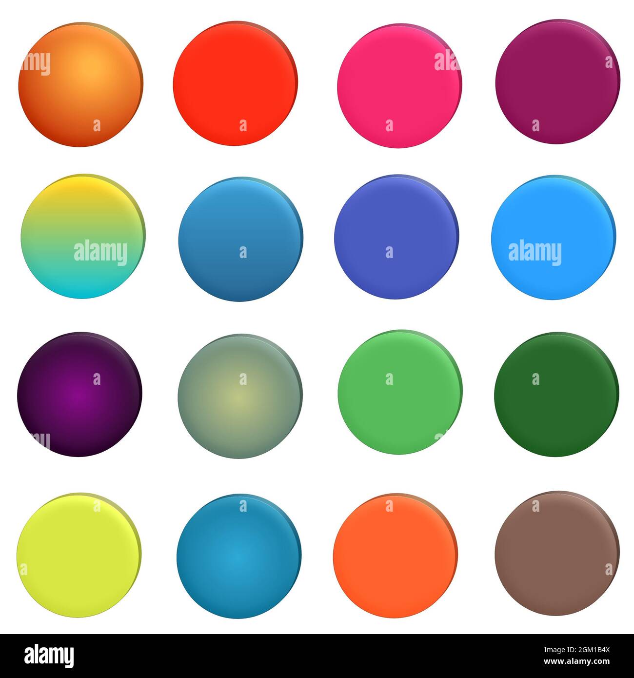 Set of colorful web buttons for menu various color white background 3d Stock Photo