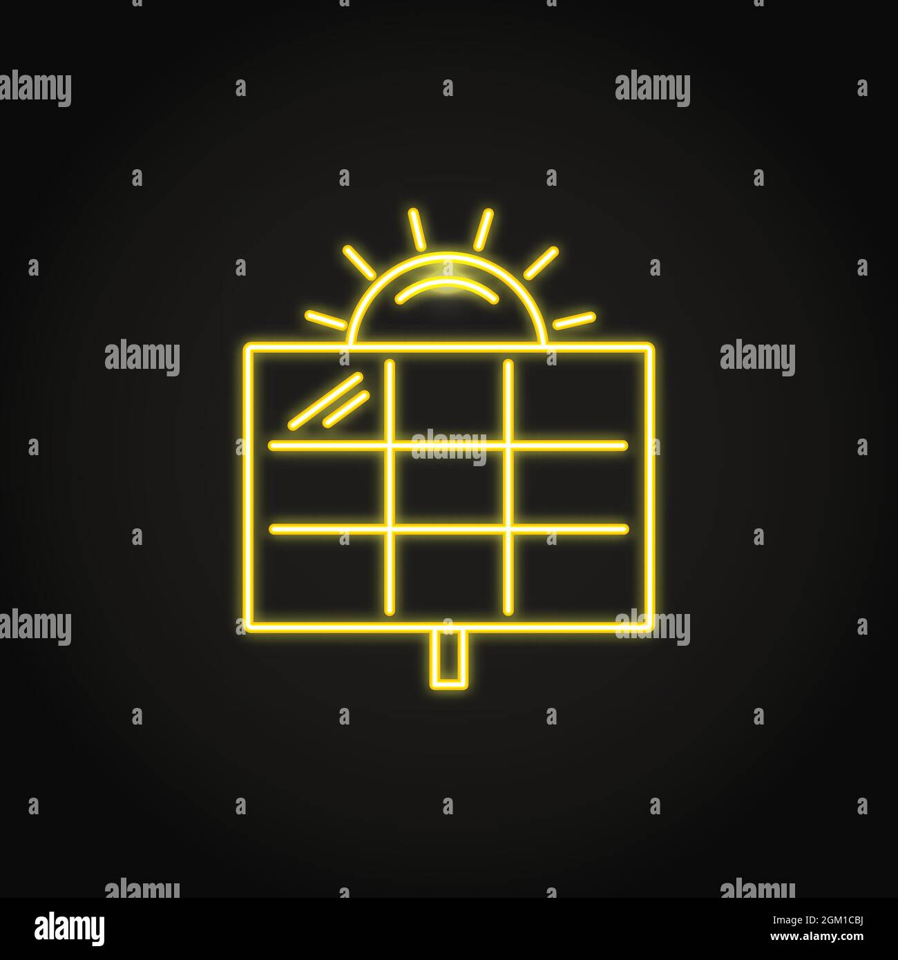 Neon solar panel icon in line style. Alternative energy source symbol ...