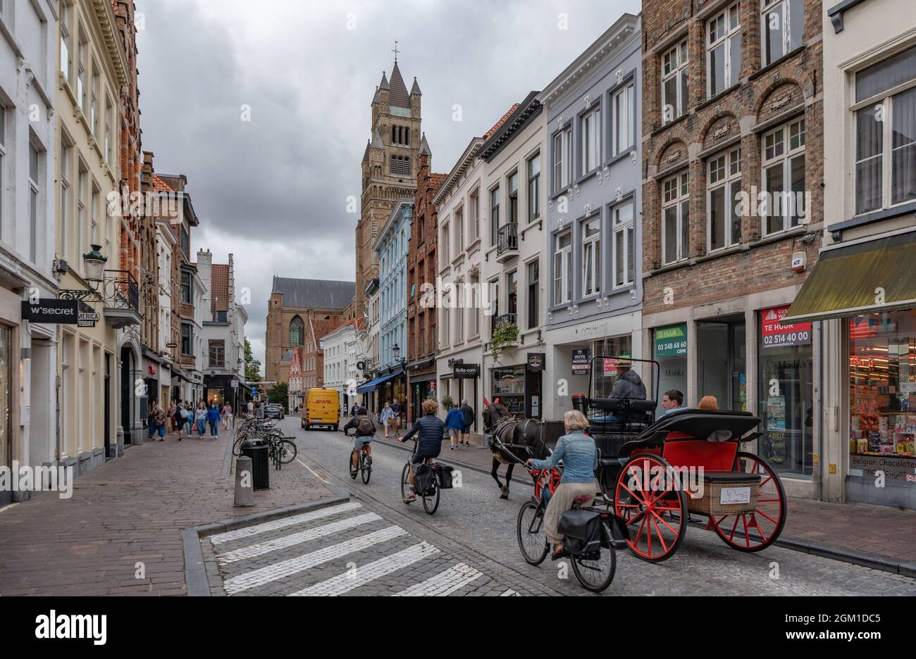 Steenstraat and St, Salvador, Brugge-Bruges, Belgium Stock Photo