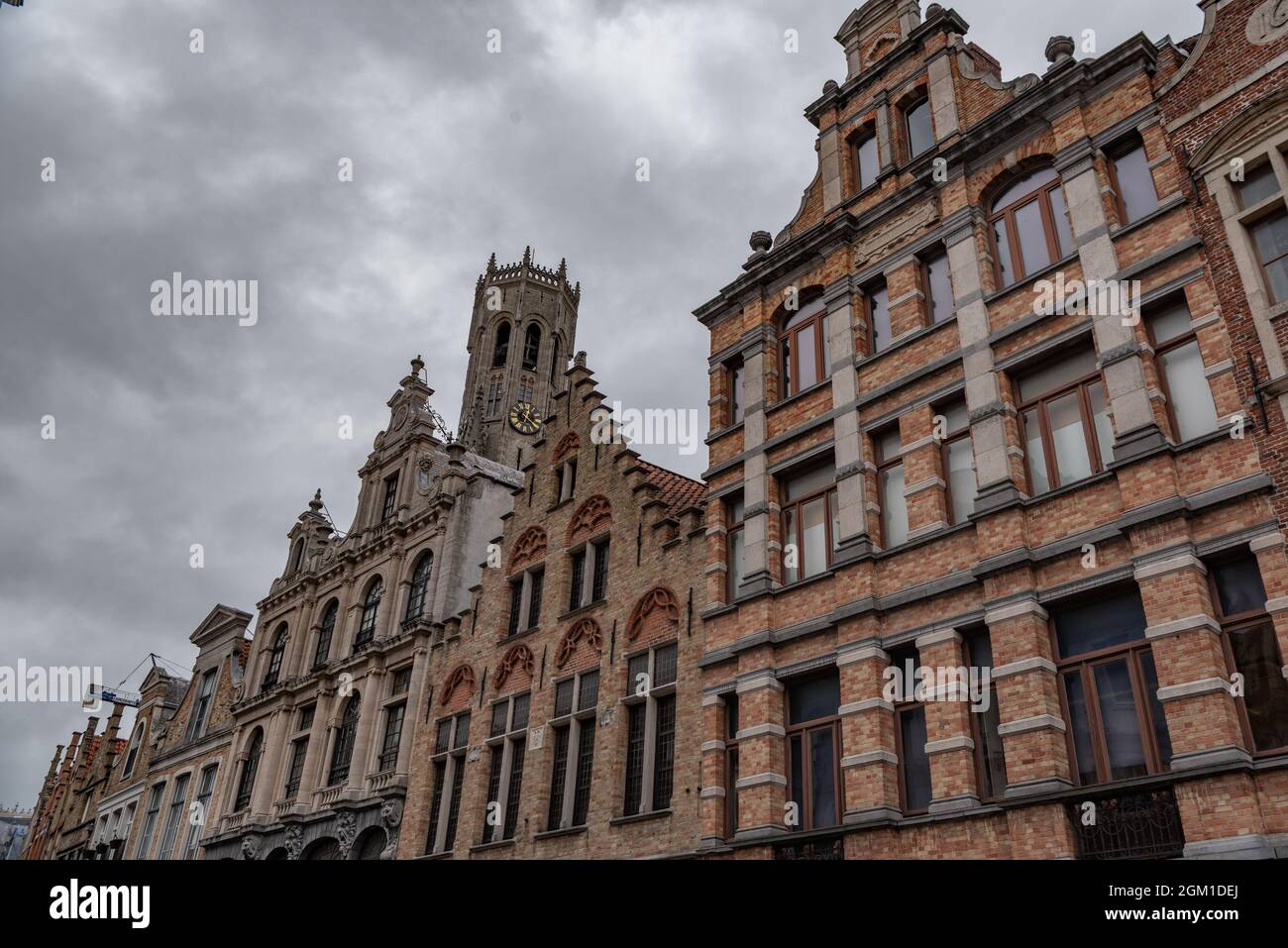 Steenstraat and Belfort, Brugge-Bruges, Belgium Stock Photo