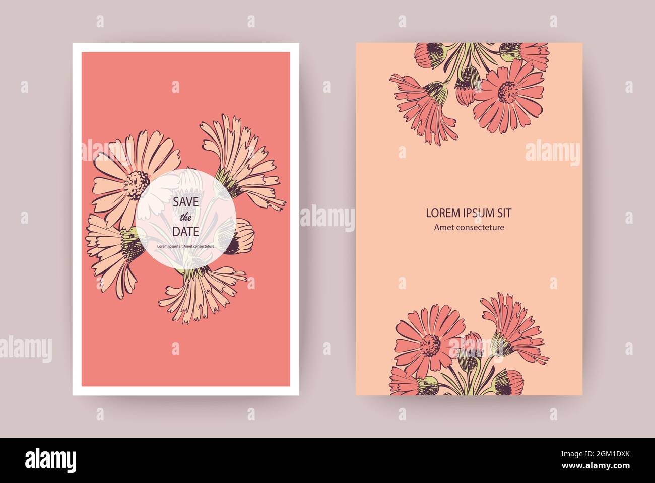 Hand drawn Chrysanthemum flowers greeting card, artistic vector ...