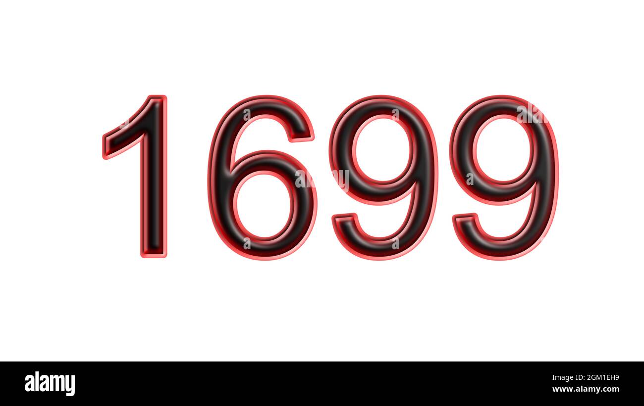 red 1699 number 3d effect white background Stock Photo - Alamy
