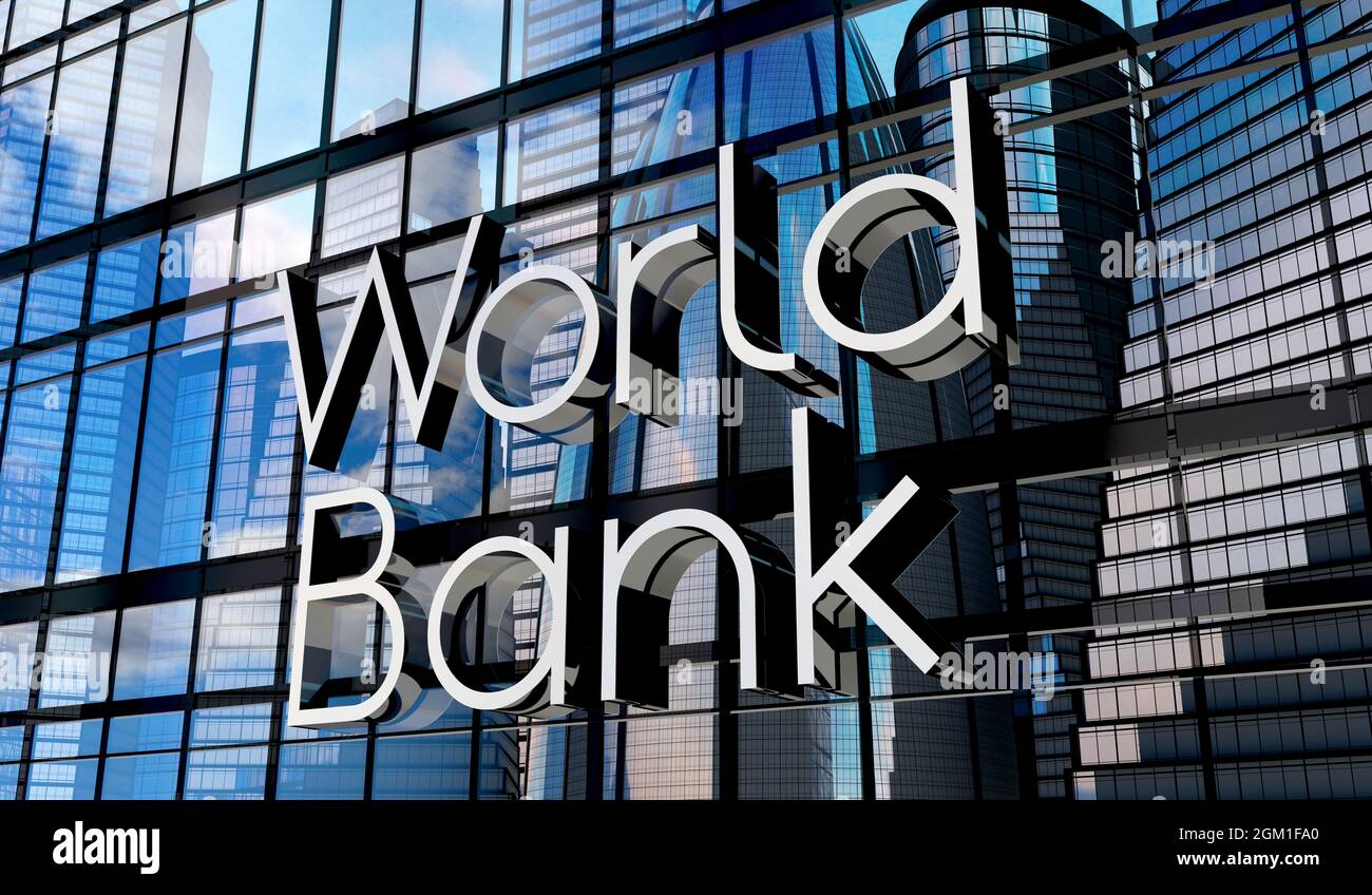 World Bank on glass building. Mirrored sky and city modern facade. Global  capital, business, finance, economy, banking and money concept 3D rendering  Stock Photo - Alamy