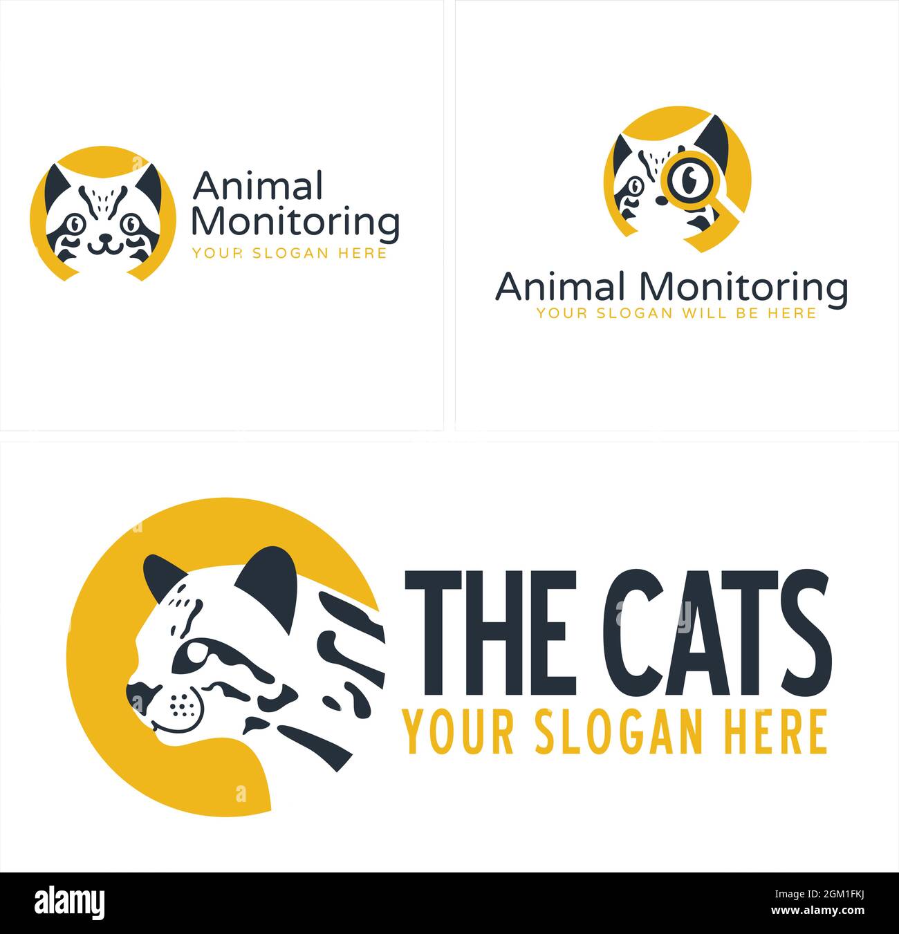 Animal monitoring cats icon logo design Stock Vector