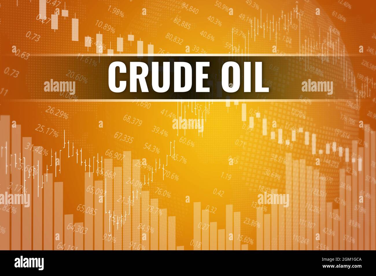 Price change on Crude Oil futures in world on yellow finance background